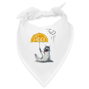 Seehund mit fruchtigem Sonnenschirm - Bandana - Weiß - Vorne