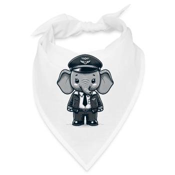 Cute Elephant Pilot - Bandana - Weiß - Vorne