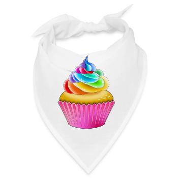 Regenbogen Muffin - Bandana - Weiß - Vorne