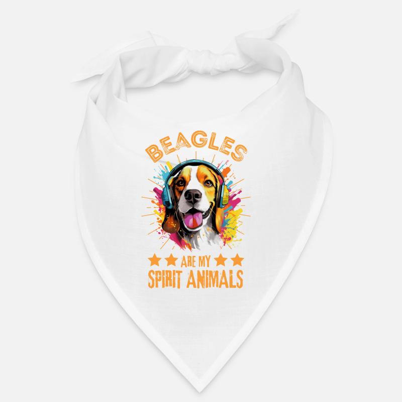 Bunter Beagle mit Kopfhörer Bandana