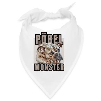 PÖBELMONSTER für pöbelnde HUNDE Bullogge - Bandana - Weiß - Vorne