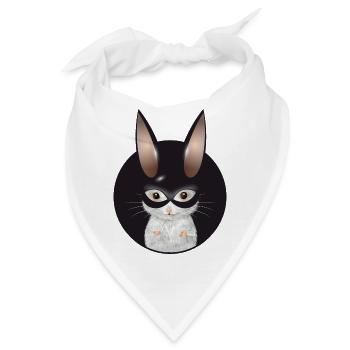 niedliche weiße Maus mit Hasen Maske im Patch - Bandana - Weiß - Vorne