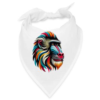 Mandrill-Affe - Bandana - Weiß - Vorne