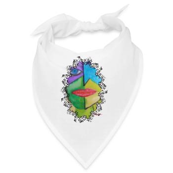 Abstraktes buntes Gesichtsporträt - Bandana - Weiß - Vorne