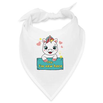 Einhorn Hey i'm new here - Bandana - Weiß - Vorne