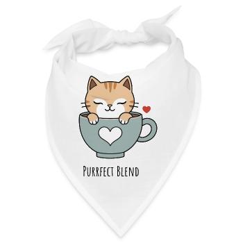 Katzenliebe in der Teetasse - Bandana - Weiß - Vorne