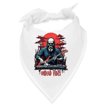 UNDEAD VIBES, Untoter Skelett mit einer Gitarre - Bandana - Weiß - Vorne