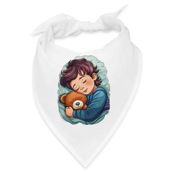 Schlafendes Kind mit Teddy - Bandana - Weiß - Vorne