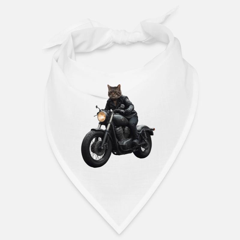 Biker Katze - Bandana - Weiß