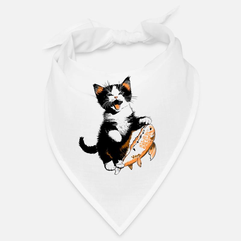 Kitten with Big Salmon – Kitty with Fish Bandana