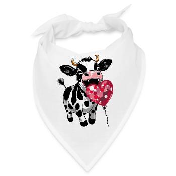 Süßes Kälbchen mit Herzluftballon - Lustiges Kalb  - Bandana - Weiß - Vorne