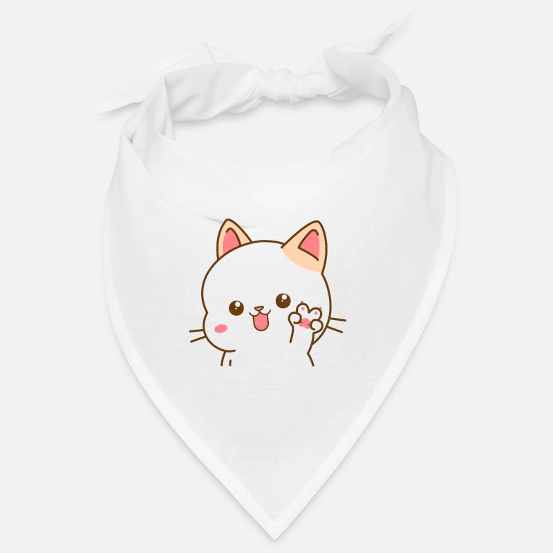 Pawsitive Attitude - Chat faisant le signe V - Bandana - blanc