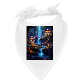 Magischer Wald mit Wasserfall - Bandana - Weiß - Vorne