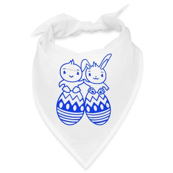 Hase Vogel Küken 2 Freunde große Ostereier riesig - Bandana - Weiß - Vorne