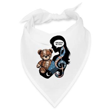 Ermutigender Teddybär mit Musik und Mondschein-Comf - Bandana - Weiß - Vorne