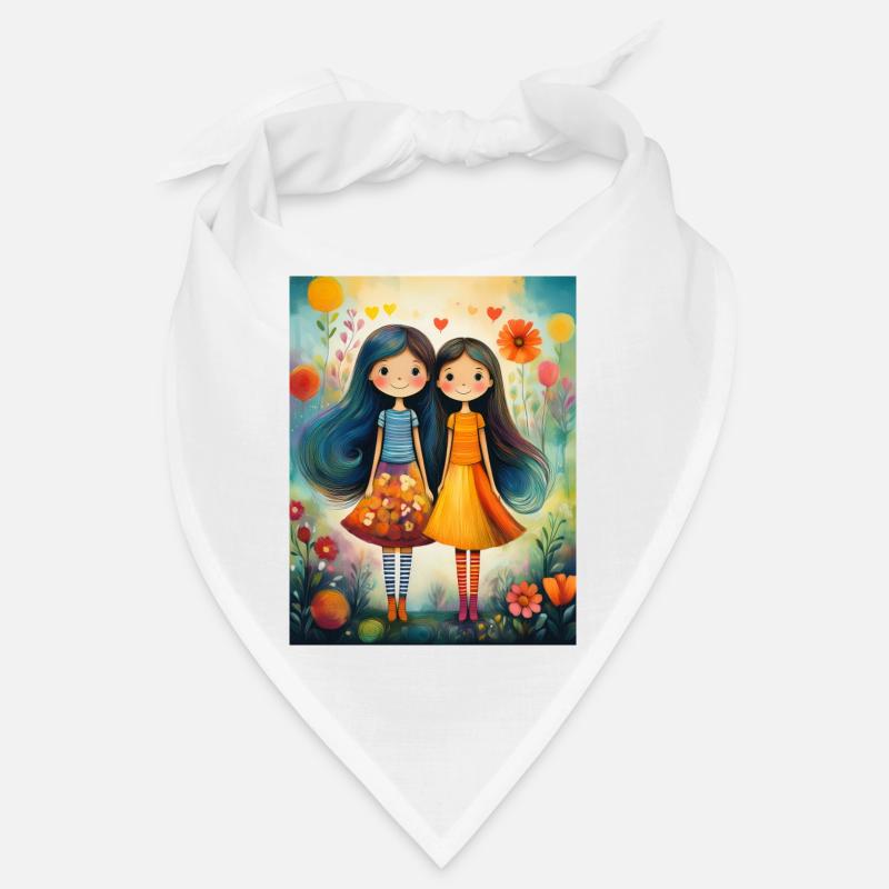 Fillettes Souriantes Décor Fleuri Bandana