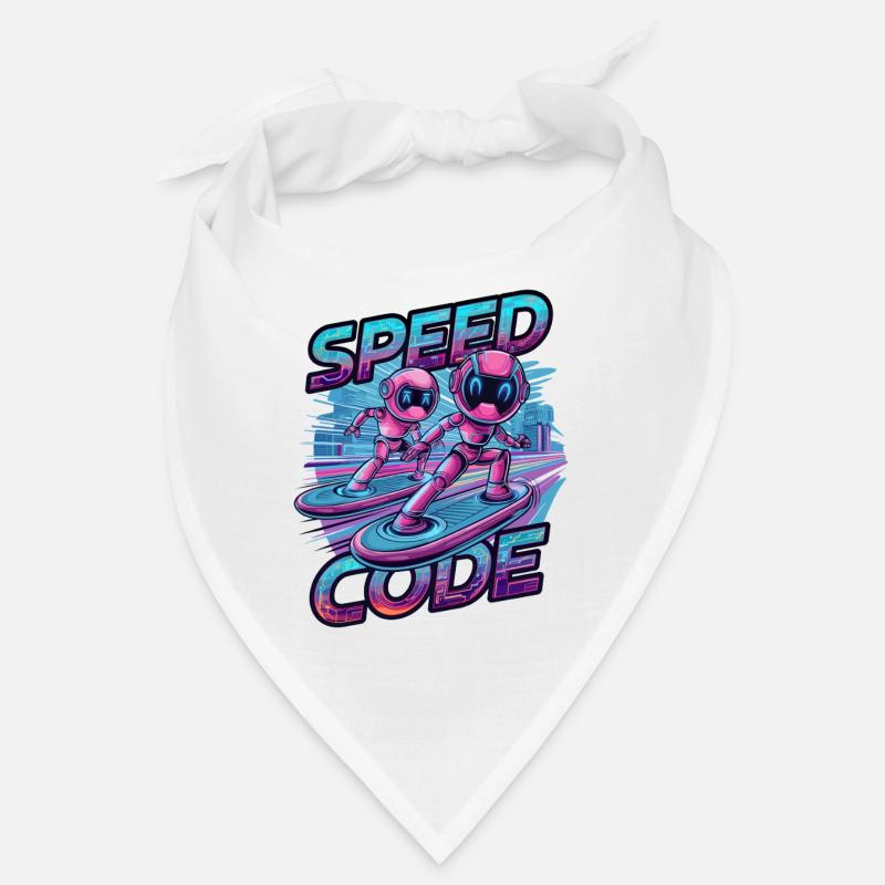 Speed Code Cyberpunk Robot Surfing Tech Art Bandana