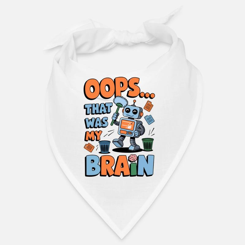 Funny Robot Brain Error Retro Cartoon Design Bandana