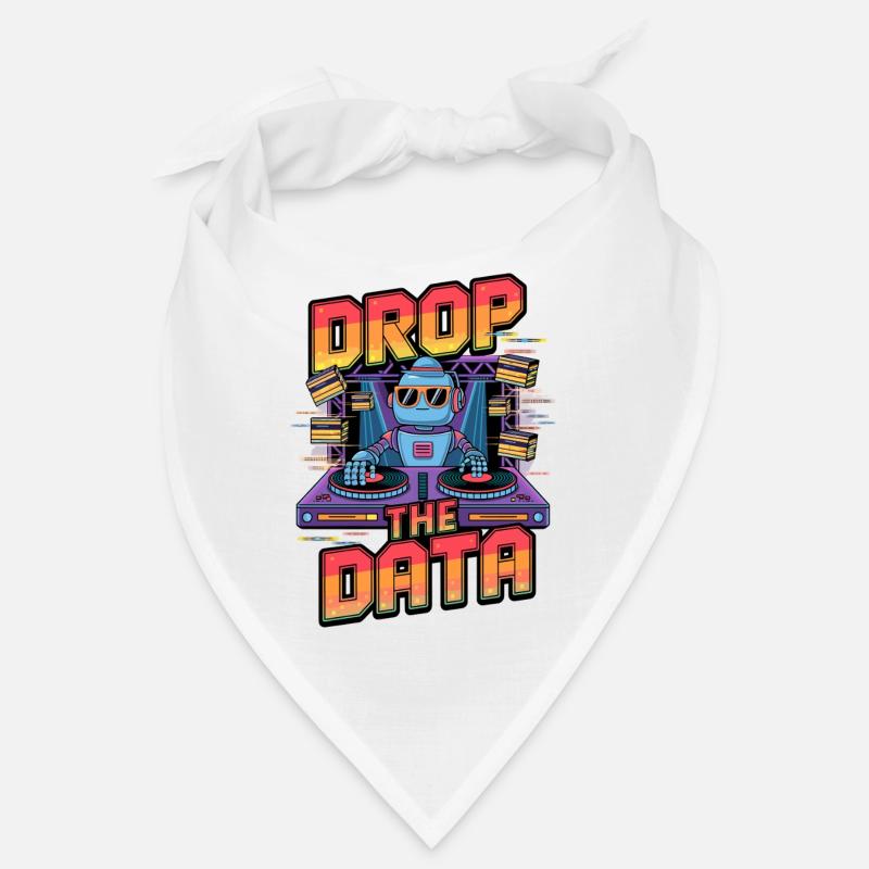 Drop the Data DJ Robot Techno Design - Bandana - white