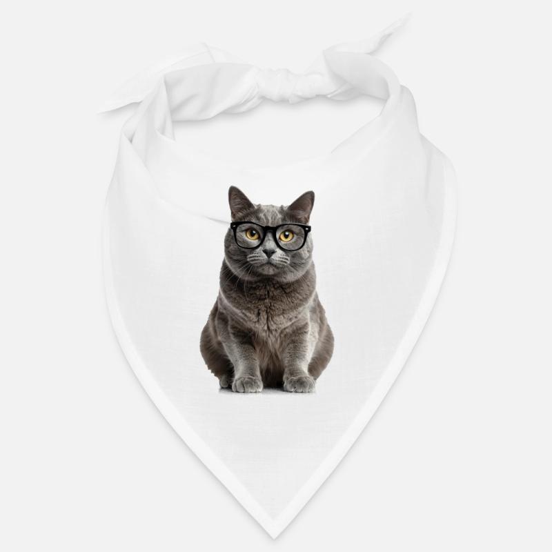 Graue Katze mit Brille – Smart, süß & absolut kult Bandana