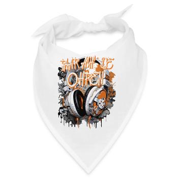 Graffiti-Design mit Kopfhörern und Stadtmotiv - Bandana - Weiß - Vorne