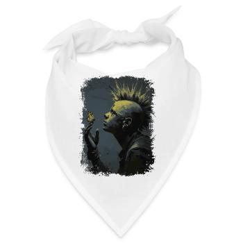 Punkrocker beobachtet Schmetterling - Bandana - Weiß - Vorne