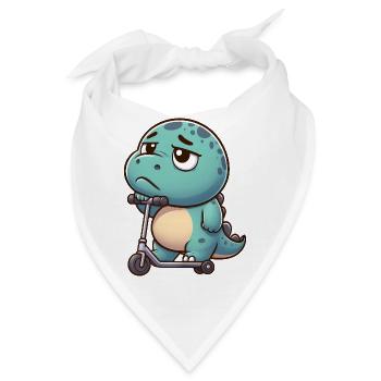 Süßer Dino Trex Roller Cartoon Langeweile  - Bandana - Weiß - Vorne