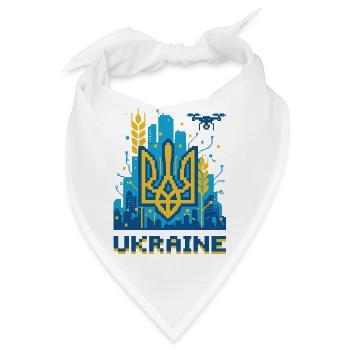 Ukrainischer Dreizack Stadtbild - Bandana - Weiß - Vorne