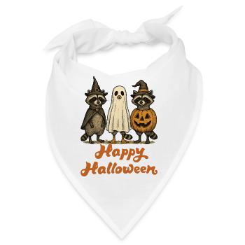 Halloween Waschbären Geisterhaftes Halloween - Bandana - Weiß - Vorne