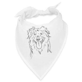 Lustige Australian Shepherd Aussie Skizze Strichkunst - Bandana - Weiß - Vorne
