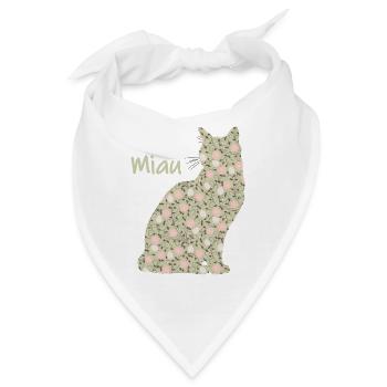 Miau - Katze - Bandana - Weiß - Vorne