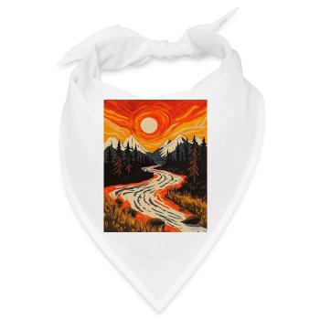Sonnenuntergang am Waldrand mit Fluss - Bandana - Weiß - Vorne