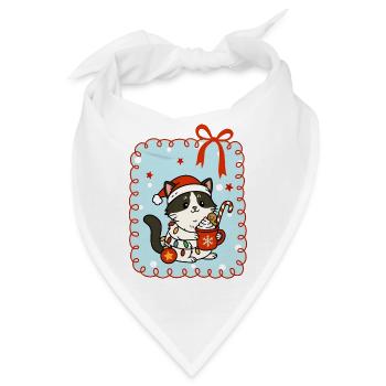 Katze an Weihnachten - Bandana - Weiß - Vorne