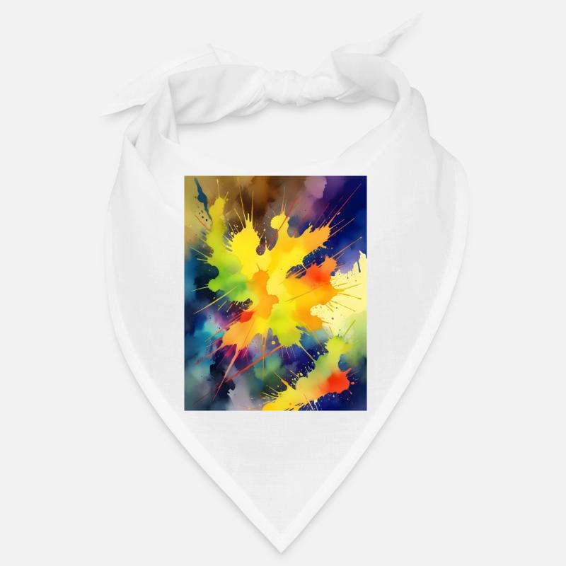 Farbexplosion Abstrakt Spritzer - Bandana - Weiß