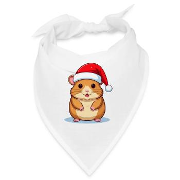 Hamster mit Nikolausmütze passend zu Weihnachten - Bandana - Weiß - Vorne