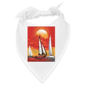 Sonnenuntergang mit Segelboot - Bandana - Weiß - Vorne