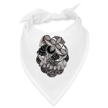 SchwarzWeiss Blattmuster Kreisdesign - Bandana - Weiß - Vorne