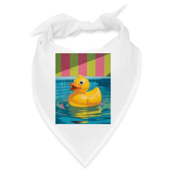 Kunterbunte Gummi-Ente im Pool - Bandana - Weiß - Vorne