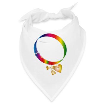 Regenbogen Hundehalsband Motiv mit Anhängern - Bandana - Weiß - Vorne
