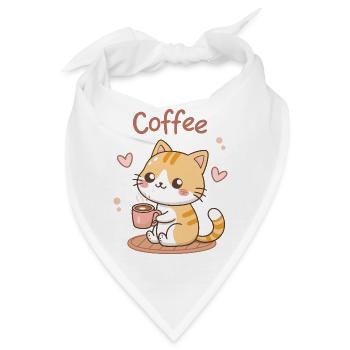 Katzenkaffee Kawaii Latte - Bandana - Weiß - Vorne