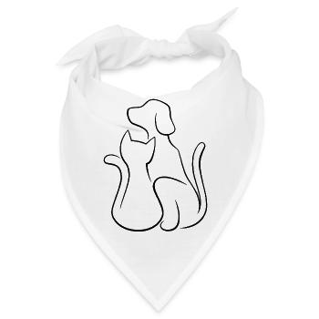 Hund und Katze Tierliebe - Bandana - Weiß - Vorne