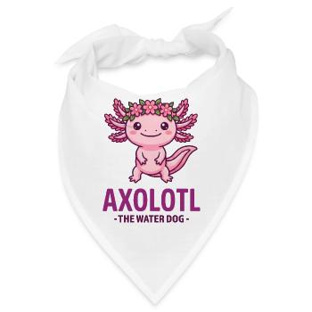 AXOLOTL DER WASSERHUND Niedliche rosa Blumenkrone - Bandana - Weiß - Vorne
