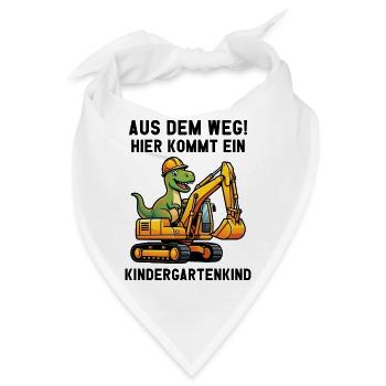 Hier kommt ein Kindergartenkind 2026 Bagger Dino - Bandana - Weiß - Vorne