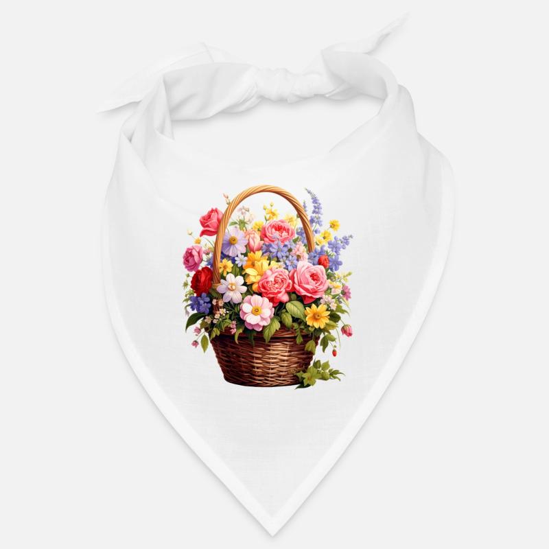 Wicker basket with spring flowers Bandana