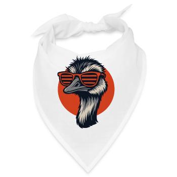 Strauß mit Sonnenbrille, Nandu, Emu - Bandana - Weiß - Vorne