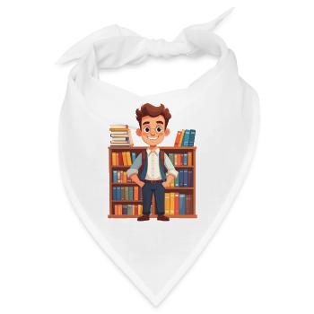 Bibliothekar vor einem Bücherregal - Bandana - Weiß - Vorne
