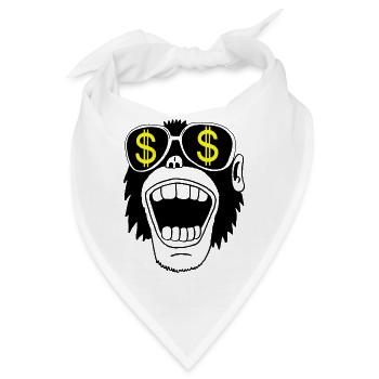 Affe mit Brille - Bandana - Weiß - Vorne