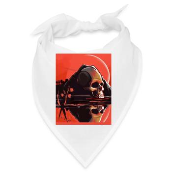 Totenkopf vor Berg mit roter Sonne - Bandana - Weiß - Vorne