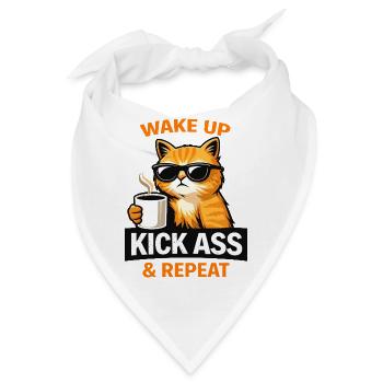 Wach auf, cooler Katzenkaffee - Bandana - Weiß - Vorne