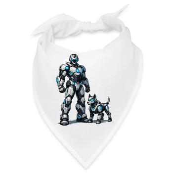 Kampfroboter Duo: Metallische Begleiter - Bandana - Weiß - Vorne